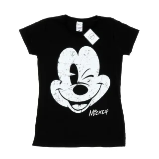 Disney - "Mickey Mouse Distressed Face" T-Shirt für Damen (Schwarz)