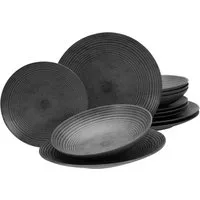 CreaTable Tafelservice Catania Anthrazit (12-tlg), 4 Personen, Steinzeug