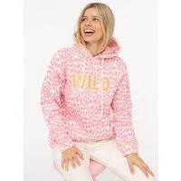 Zwillingsherz Hoodie "Leo Pastell" Leomuster und WILD Applikation, Kapuze, Tasche, Baumwollmischung