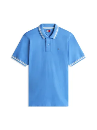 Tommy Jeans - Regular Fit Poloshirt mit Kontrast blau - Gr. - XL