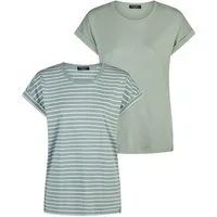 DENIMFY T-Shirt Damen Top DFSophie Regular Fit (2-tlg) kurzarm Sommershirt mit Rundhalsausschnitt