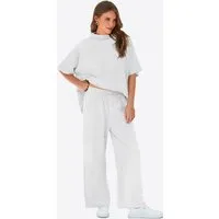 Imily Bela Hausanzug Damen Lounge-Set (Set, 2 tlg., Pullover-Oberteil mit 3/4-Fledermausärmeln + weite Hosen) Einfarbig