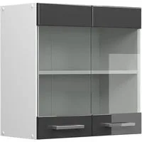 Vicco Glashängeschrank R-Line, Anthrazit Hochglanz/Weiß, 60 cm (1-St)