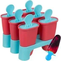 Ruhhy Eisform Eisform Eisformen Set 6er Eis am Stiel Form BPA-frei mit Halterung, (Eisbereiter Set wiederverwendbar aus PP Kunststoff für Gefrierschrank 13-tlg), Bruchfeste Eis am Stiel Formen 6er Set mit Deckel und Standfuß 13tlg