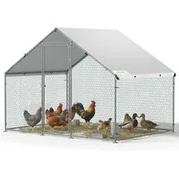Sekey Hühnerstall Winterfest für 10 Hühner XXL Freilaufgehege Kleintierstall Voliere, 2x3x2m Hühnerstall für 6 Hühner Kleintiere Schloss Freigehege