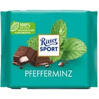 Ritter SPORT Schokolade, Ritter Sport Pfefferminz Halbbitterschokolade mit Füllung 100g