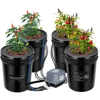 VIVOSUN Bewässerungssystem VIVOSUN DWC Hydroponik-System, (Bewässerungssystem, Komplettset), 4-Eimer-Kit mit Top-Drip-Bewässerung