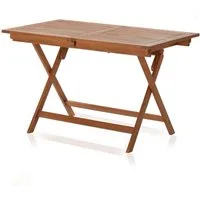 KHG Gartentisch Balkontisch 90x100 cm, ausziehbar auf 140 cm, bis 75 kg belastbar (Outdoor-Tisch mit Schirmloch), aus Eukalyptus-Holz, zum Schutz geölt, FSC-Zertifiziert