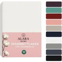 ALARA HOME Spannbettlaken 180x200 Baumwolle 100% Spannbetttuch Bettlaken Jersey 140x200, 90x200, Spannbetttuch,145 g/m², Topper,Rundumgummi, Atmungsaktiv