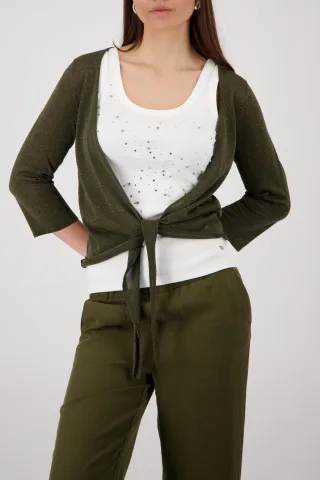 monari - Stricküberwurf mit Lurex olive - Gr. - 42