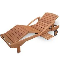 Hecht Gartenliege ERA Lounger, Meranti Holz, ausziehbarer Tisch, 4-fach Verstellung