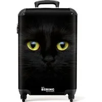 NoBoringSuitcases.com© Hartschalen-Trolley Schwarze Katze mit hellen Augen 55x35x20cm, 4 Rollen, Reisetasche mit Rollen, Koffer Handgepäck Flugzeug