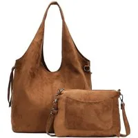 MIRROSI Shopper Damen Hobo bag 2-in-1 Set Wildleder-Optik aus Polyester (mit kleiner Umhängetasche & Reißverschluss, ca. 36 x 17 x 29 cm), Neue Kollektion Herbst/Winter 2026