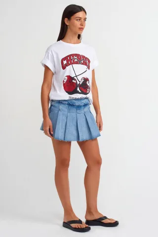 Mid-Waist Mini-Denim-Skaterrock
