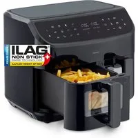 Medion® Heißluftfritteuse MD11760 P20 XXL, 2 separat gesteuerte Garkammern, Touch Display, 2400 W, Temperatur 50 - 200 °C, ILAG Beschichtung, Sync-Finish