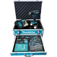 Makita Akku-Schlagbohrschrauber DHP 482 RFX9 18 V 62 Nm + 2x Akku 3 Ah + Lader + Zubehör Set + Koffer