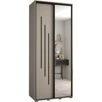 ABIKS MÖBEL Schwebetürenschrank Dakota 9 Schlafzimmerschrank mit Spiegel, Kleiderstange und Regalen