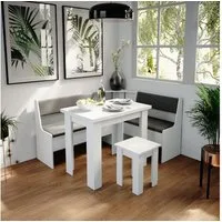 Vicco Sitzgruppe Roman, Weiß/Anthrazit, 150 x 120 cm mit Tisch, (Set, 5-tlg., 5-er Set), bequeme Polsterung