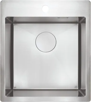 Neuesbad Serie 680 1-Becken Spüle ohne Abtropffläche, Edelstahl gebürstet, Raumsparsiphon NB1DEZPO010A1