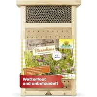Neudorff Bienenkiste Wildgärtner Freude Bienenhaus – Handgefertigtes Bienenhotel, Einzelprodukt, 1-tlg., wetterfest, Handgefertigtes Wildbienenhaus aus Buchenholz