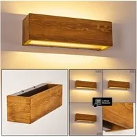 hofstein Wandleuchte »Volano« LED Wandlampe dimmbare aus Holz/Metall in Braun/Grau, 3000 Kelvin, 13, 5 Watt, 1800 Lumen, längliche Innen. Up&Down Effekt an der Wand