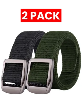 Enzo | 2er Pack Herren Canvas Gürtel - Schwarz & Khaki