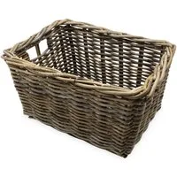 Spetebo Aufbewahrungskorb Rattan Aufbewahrungkorb rechteckig shabby grau (Anzahl, 1 St., Stück), mit 2 Griffen