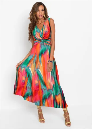 bonprix Maxikleid, grün, Gr.40/42 (M), Sommerliches Kleid mit tiefem Ausschnitt mit farbenfrohem Print