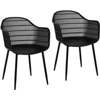 Fromm&Starck Esszimmerstuhl Stuhl 2er Set Lehnstuhl Kunststoff Metallbeine bis 150 kg Designstuhl, Schwarz