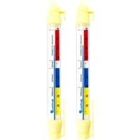 Lantelme Kühlschrankthermometer Set 21cm mit Haken zum aufhängen Gefrierschrank Thermometer, 2 oder 5 Stück Kühlschrankthermometer 2-tlg., 2 oder 5 Stück Set zur Auswahl, Markierte Temperaturen von -45 bis +40 Grad Celsius Analog