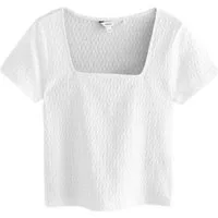 Next T-Shirt Strukturiertes Kurzarm-T-Shirt, eckiger Ausschnitt (1-tlg)