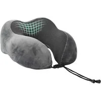 vidaXL Kopfkissen Reisekissen für den Hals Grau 27 x 26 x 14 cm Viscoschaum, Bezug: Samt