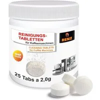 RENZ Reinigertabs a`2g Reinigungstabletten (passend für Kaffeevollautomaten und Siebträgermaschinen, [25-St. wie Siemens Bosch DeLonghi Melitta Beem Krups Philips Gastroback Sage in Dose)