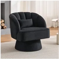 GarveeMore Drehsessel 360-Grad-Sessel mit Samtpolsterung,bequemer runder Loungesessel, gestreifter Rückenlehne und Samtpolsterung,für Wohnzimmer,Schlafzimmer