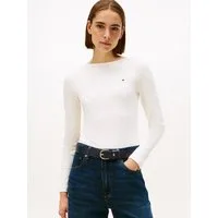 Tommy Hilfiger Langarmshirt SLIM 5X2 RIB BOAT-NK LS mit U-Boot Ausschnitt und Rippstruktur unifarben, casual, slim fit, Viskosemix, U-Boot-Ausschnitt