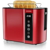 Arendo Toaster 2-Scheiben, Wärmeisoliertes Doppelwandgehäuse, Display Restzeitanzeige, 2 kurze Schlitze, für 2 Scheiben, 800 W, Kurzschlitz, Brötchenaufsatz, 7 Bräunungsgrade, Touchpanel