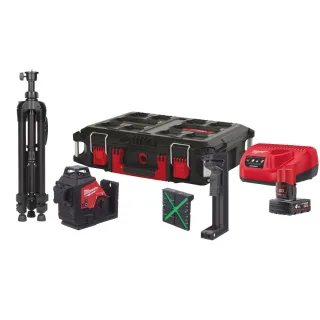 Milwaukee M12 Akku-Kreuzlinienlaser 3 x 360° Kit M123PLSKIT-401P - 4933499379