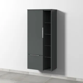 Sanipa 3way Stauraumschrank mit 1 Tür, 1 Auszug und offenen Fächern, Anthrazit-Matt UM18222