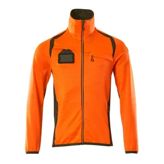 MASCOT Herren Fleecepullover mit Reißverschluss ACCELERATE SAFE Hi-vis Orange / Moosgrün S - 19403-316-1433-S