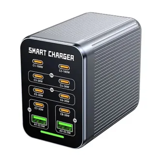 [GaN Tech] WLX-G1 425W 10-Port USB PD Charger 2USB-A+8USB-C PD3.0 QC PPS Fast Charging Desktop Charging Station EU Plug