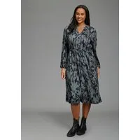 Laura Scott CURVE Jerseykleid Große Größen wadenlang, gemustert, aus elastischer Viskosemischung, Langarm