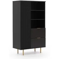 HAUSELEMENT Mehrzweckschrank NUBIA NB-04 2 Schubladen 1 Tür Vitrine Regal 80 x 140 cm Modern