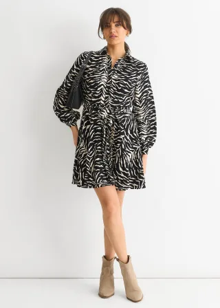 Mono Zebra Hemdkleid mit Gürtel