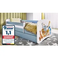 Raumhirsch Furniture Kinderbett 70x140, 80x160, 80x180 cm - Komplettset mit Matratze & Schublade (Bett für Mädchen, Einzelbett für Kinder von 2-12 Jahren, Rausfallschutz und Lattenrost), verschiedene Farben & Designs