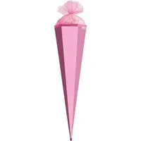 Roth Schultüte XXL-Bastelschultüte Rosa, 100 cm, eckig, mit Tüllverschluss, Zuckertüte für Schulanfang