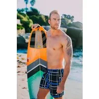 GUGGEN Mountain Badehose Badehose Herren Schnelltrocknende Badeshorts Kordelzug Beachshorts Boardshorts Schwimmhose Männer schwarz blau Weiss kariert
