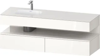 Duravit Qatego Einbauwaschtisch mit Konsolenwaschtischunterbau Weiß Hochglanz 1600x500x600 mm - QA47 QA4795022220010