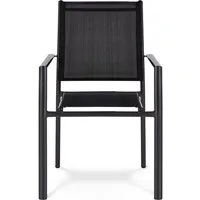 KHG Gartenstuhl Stapelstuhl mit Armlehnen Schwarz, bis 120 kg belastbar (Outdoor-Stuhl), aus Stahl, zum Schutz pulverbeschichtet, stapelbar