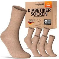 sockenkauf24 Diabetikersocken 97% Baumwolle ohne Gummibund & ohne Naht mit Komfortbund (6-Paar) Diabetiker Socken ohne Gummi für Damen & Herren
