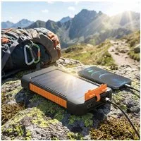 shop'n smile ideoon Solar-Powerbank 8.000 mAh IP65 Outdoor-Ladestation 2x USB-A&LED-Licht Solar Powerbank Wiederaufladbarer Lithium-Ionen-Akku 8000 mAh, 3 Lichtmodi: Dauer-, Blink- & SOS-Licht / USB-C Eingang: 5V/2A